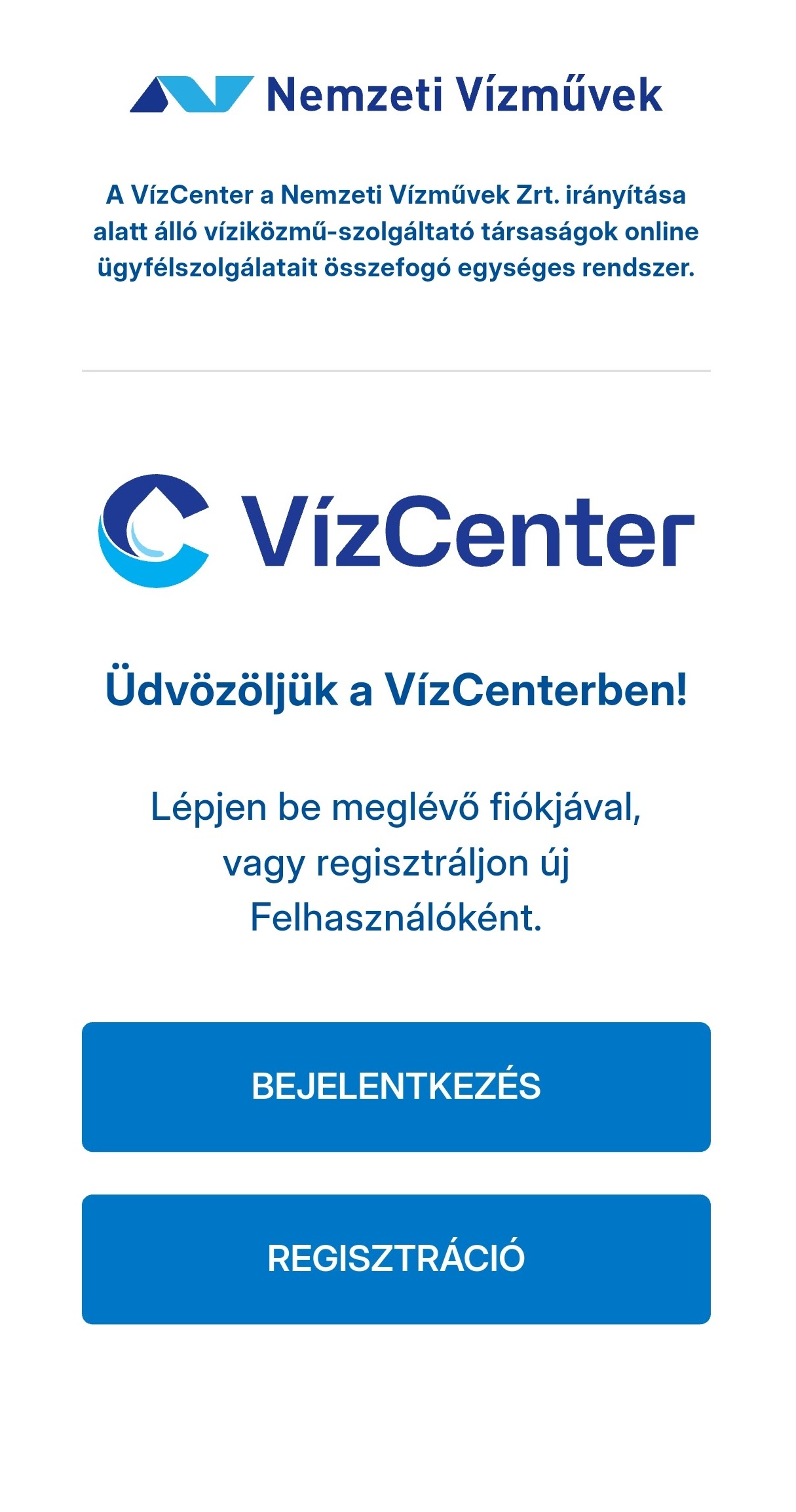 Bejelentkezés és regisztrációs menü mobil nézetben